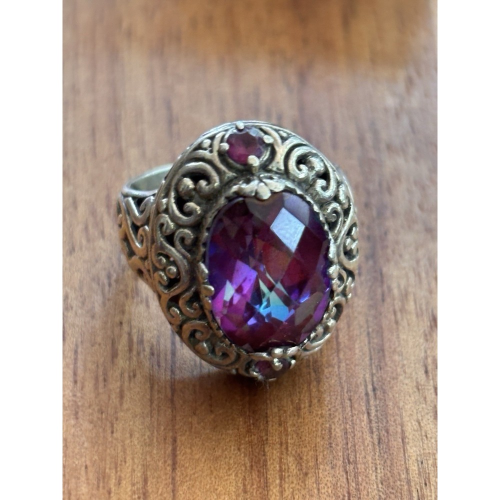 SARDA Sterling Silver Mystic Red Purple Quartz Statement Ring Size 6